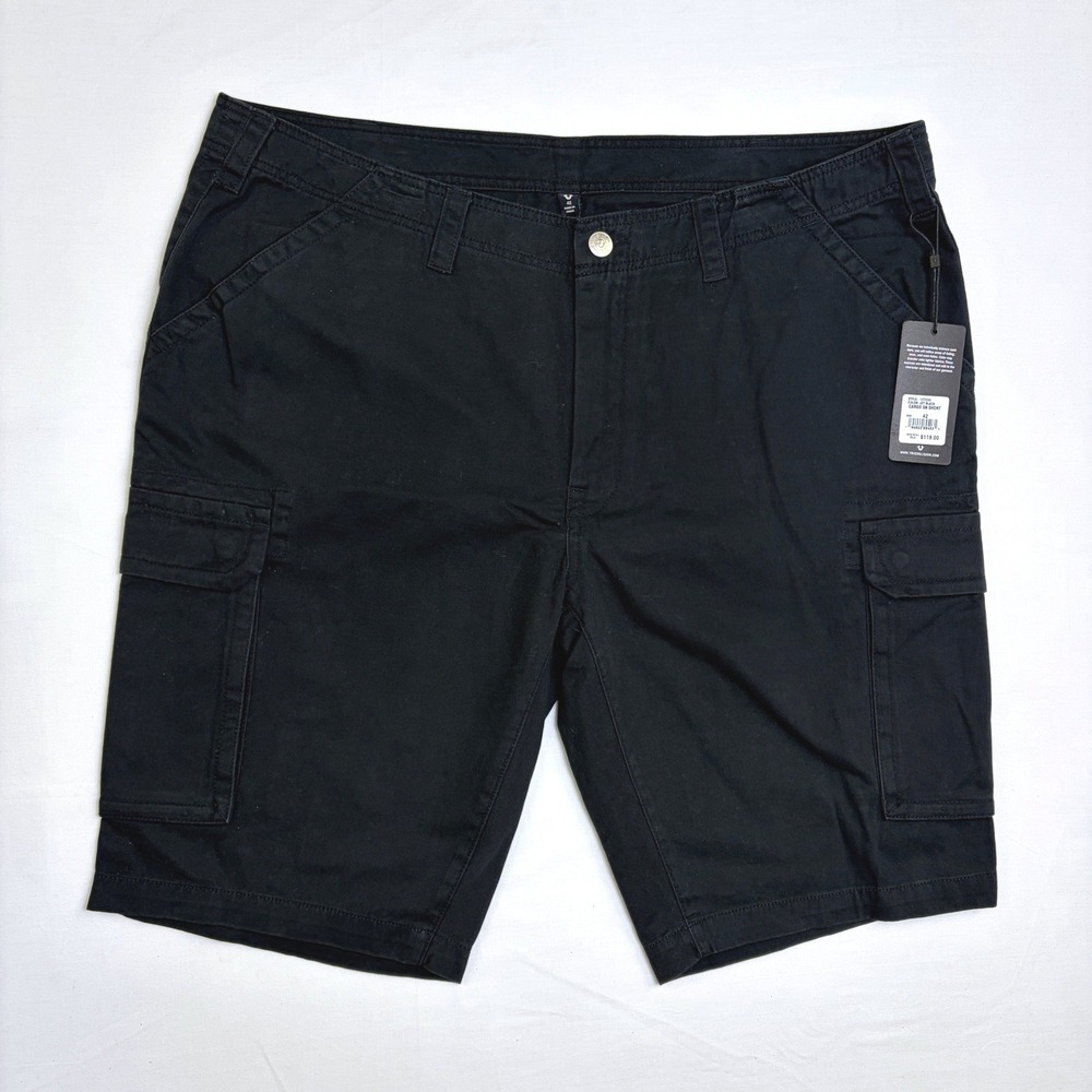 True Religion Mens Jet Black Cargo SN Shorts NWT‎ Size 42 107235